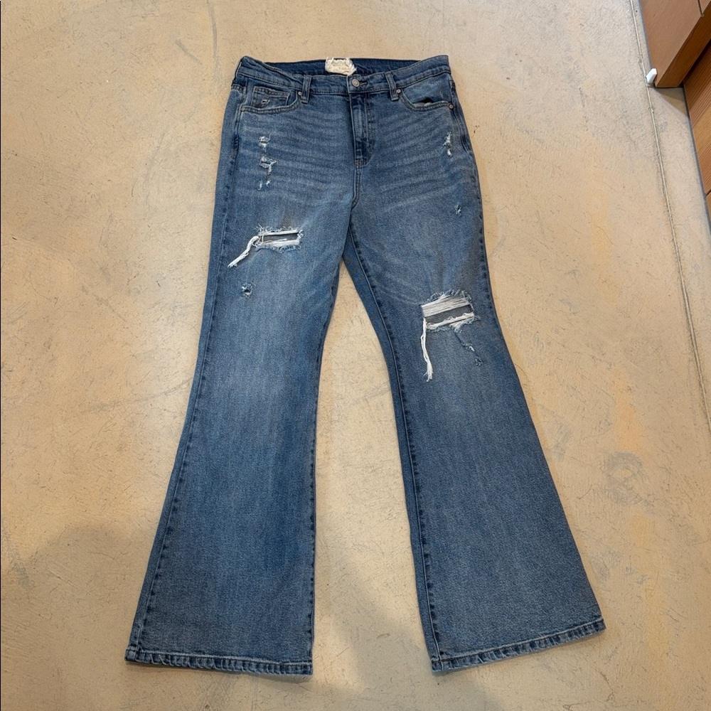 Altar'd State Distressed Denim Flare Jeans
